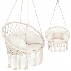 Крісло-гойдалка 4FIZJO Boho Dream 80 см з подушкою, підвісна, плетена Beige (P-5905973404549)