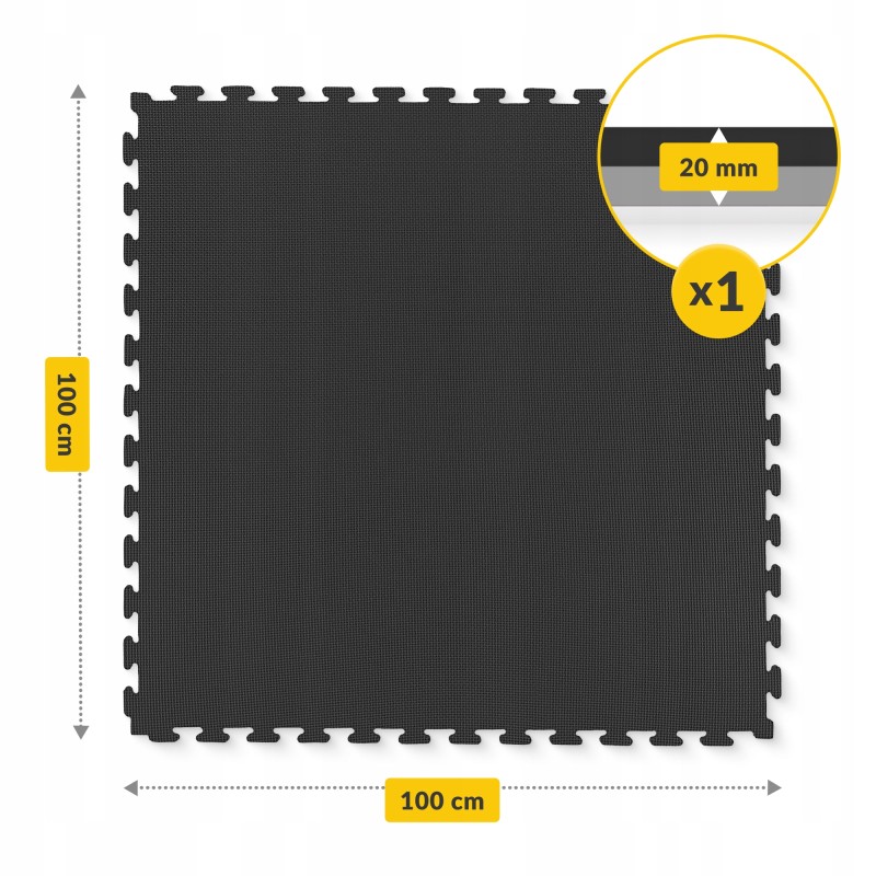Мат-пазл (ласточкин хвіст) 4FIZJO Mat Puzzle EVA 100 x 100 x 2 cм Black/Grey (P-5907739316226)