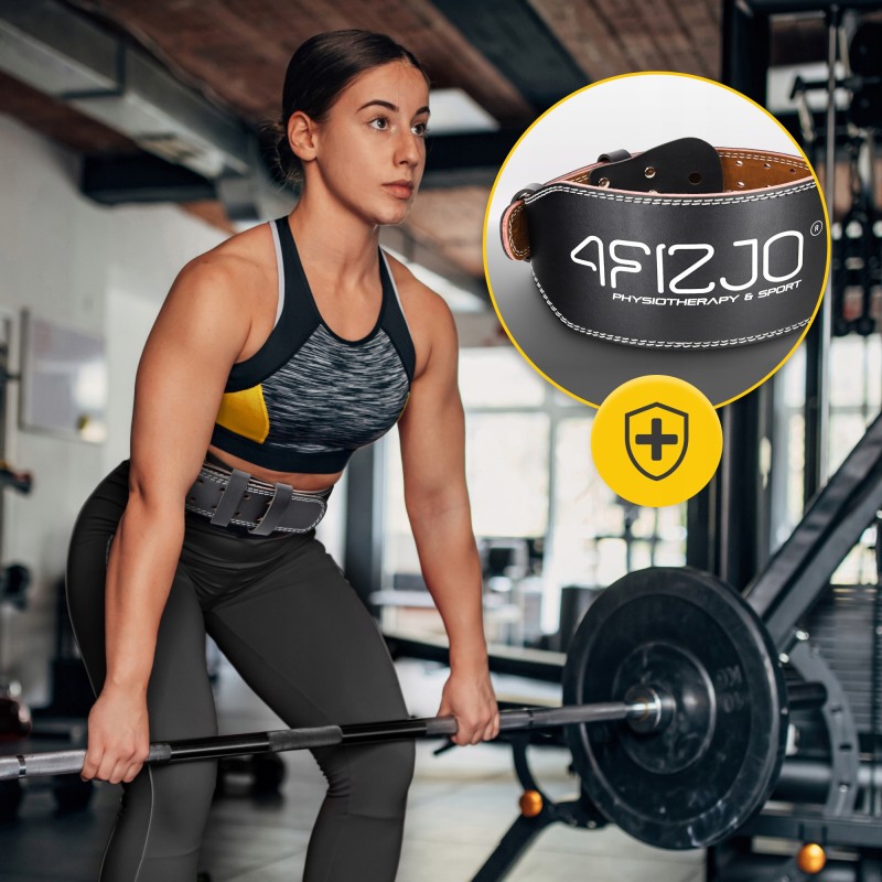 Пояс для важкої атлетики 4FIZJO шкіряний Size L Black (P-5905973404310)