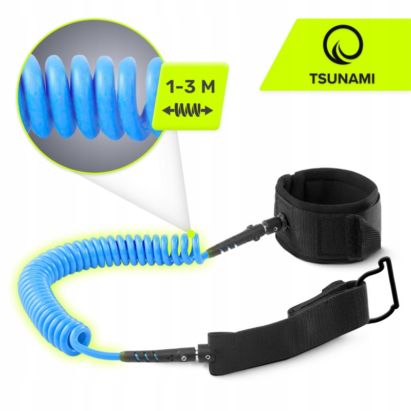 Ліш страхувальний для дошки TSUNAMI SUP-Leash Black/Blue (P-5907739316486)
