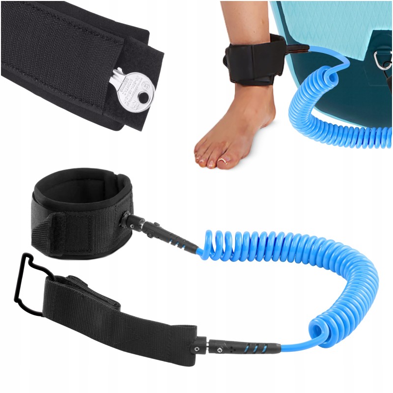 Ліш страхувальний для дошки TSUNAMI SUP-Leash Black/Blue (P-5907739316486)