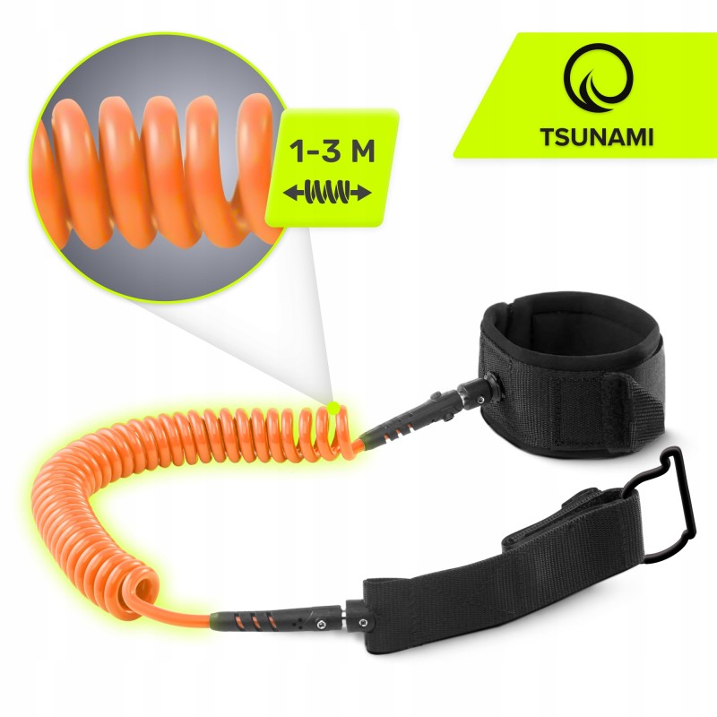Ліш страхувальний для дошки TSUNAMI SUP-Leash Black/Orange (P-5907739316493)