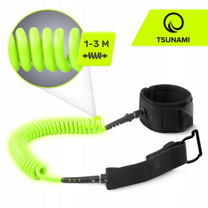 Ліш страхувальний для дошки TSUNAMI SUP-Leash Black/Green (P-5907739316479)
