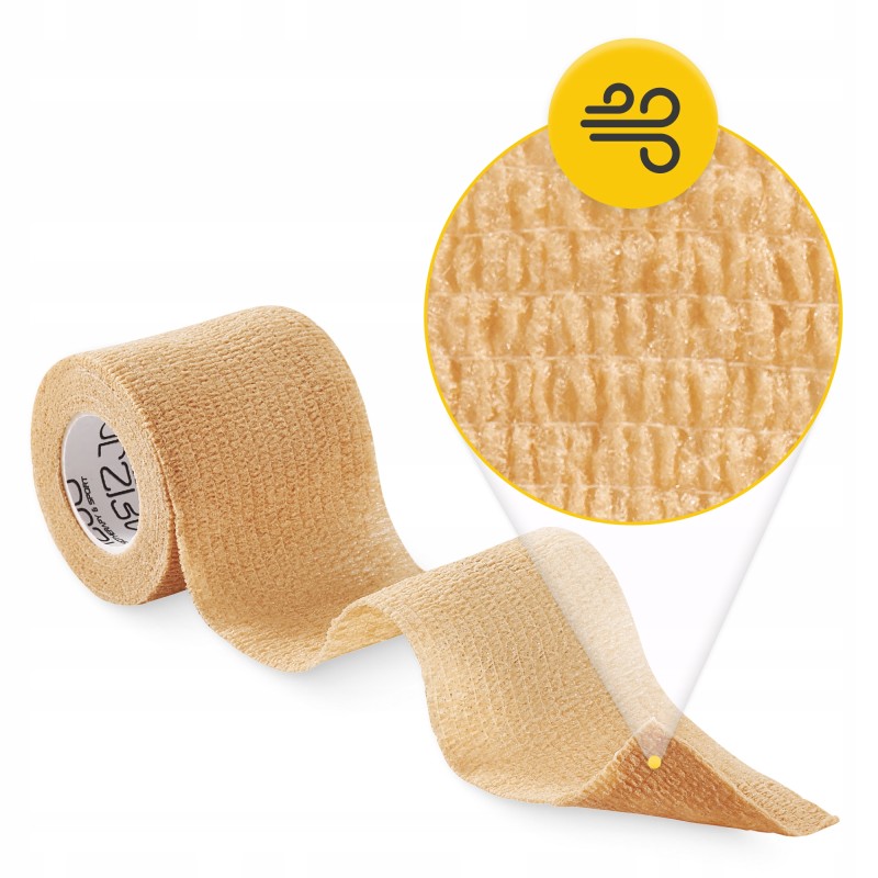 Когезійний бинт-бандаж 4FIZJO Cohesive Bandage 5 см x 4.5 м еластичний, самоклеючий Beige (P-5905973400855)