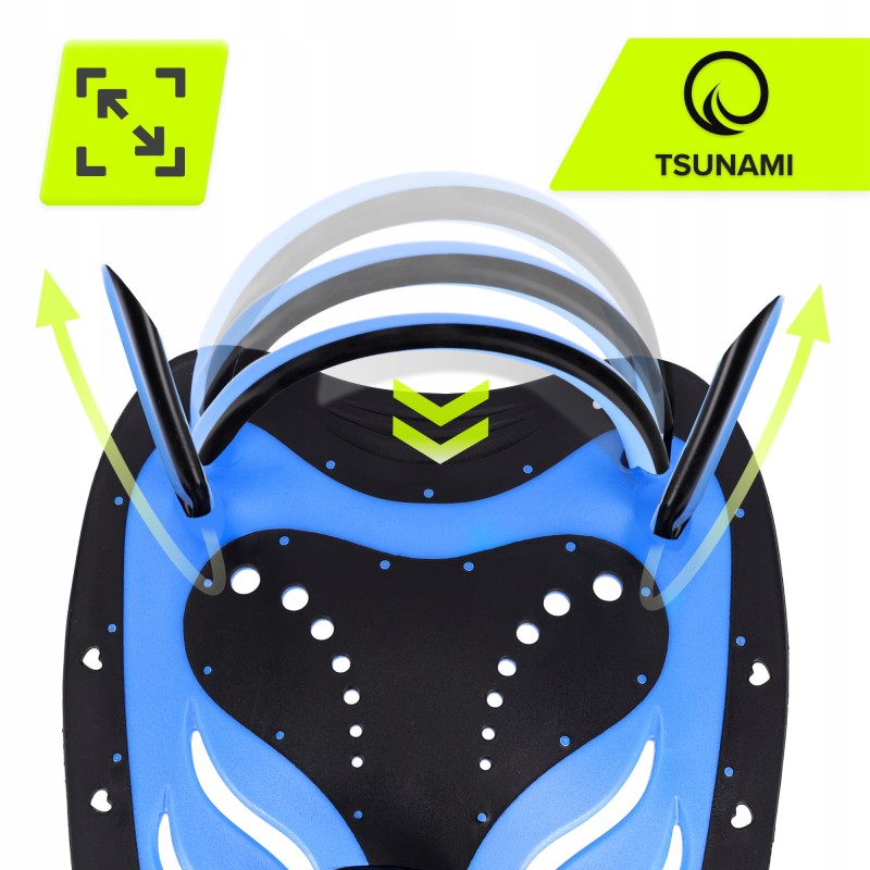 Лопатки для плавання в басейні TSUNAMI Swimming Paddles 2 шт Black/Blue (P-5905973405355)