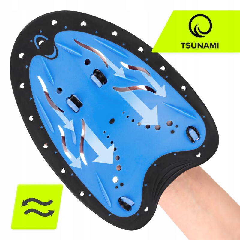 Лопатки для плавання в басейні TSUNAMI Swimming Paddles 2 шт Black/Blue (P-5905973405355)