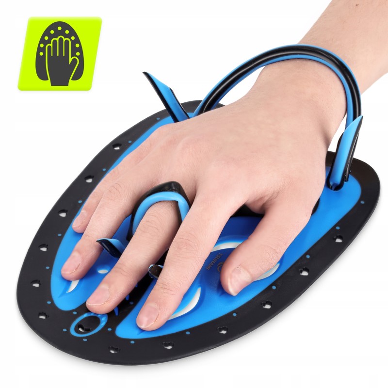 Лопатки для плавання в басейні TSUNAMI Swimming Paddles 2 шт Black/Blue (P-5905973405355)