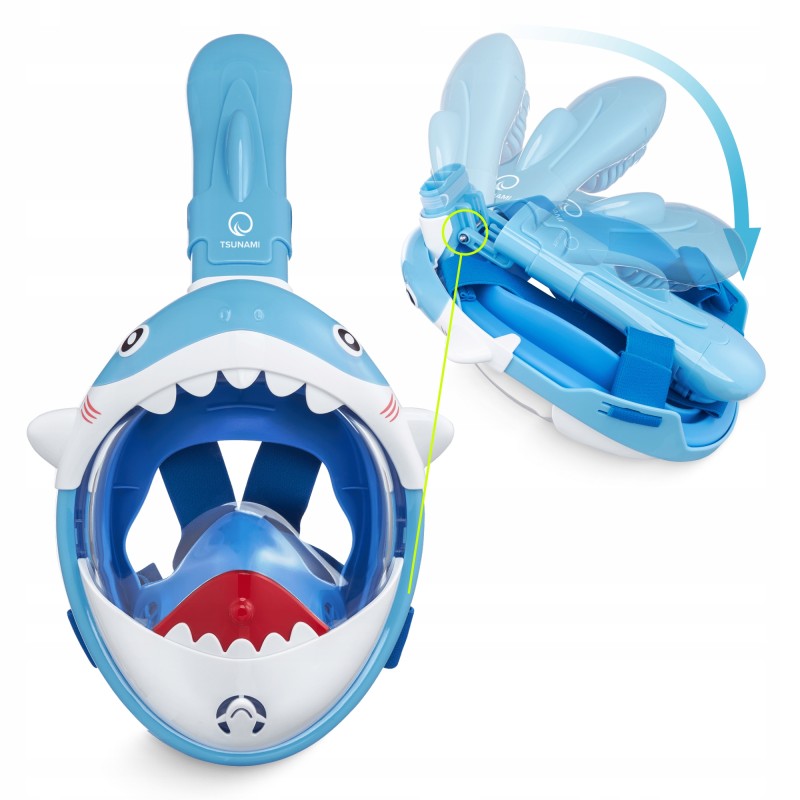 Маска для снорклінгу TSUNAMI Shark повнолицьова, дитяча Sky Blue (P-5907739318237)