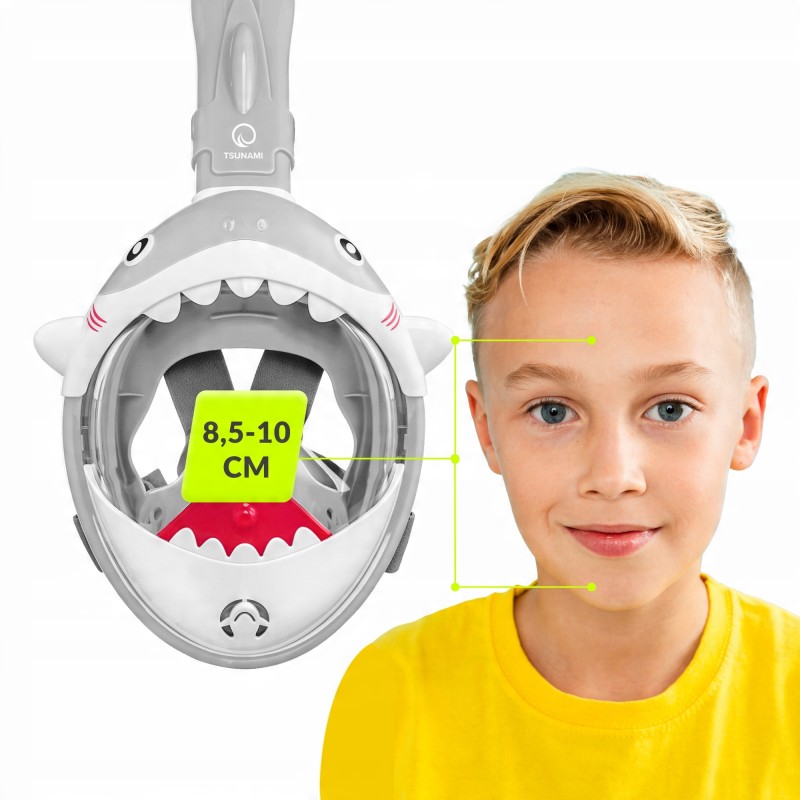Маска для снорклінгу TSUNAMI Shark повнолицьова, дитяча Grey (P-5905973405447)