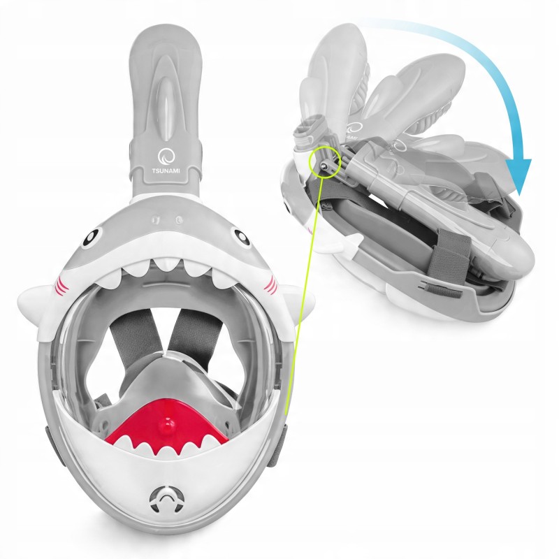 Маска для снорклінгу TSUNAMI Shark повнолицьова, дитяча Grey (P-5905973405447)