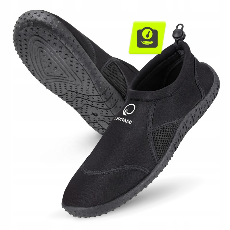 Взуття для пляжу (аквашузи) TSUNAMI Slip-On для плавання та водних видів спорту Size 33 Black (P-5905973406222)