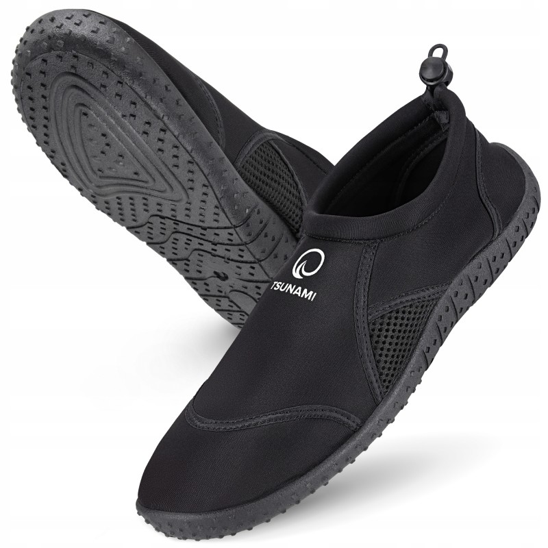 Взуття для пляжу (аквашузи) TSUNAMI Slip-On для плавання та водних видів спорту Size 39 Black (P-5905973406284)