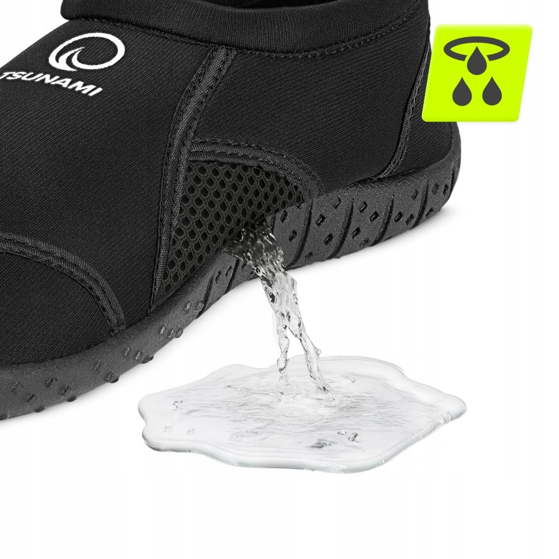 Взуття для пляжу (аквашузи) TSUNAMI Slip-On для плавання та водних видів спорту Size 44 Black (P-5905973406338)