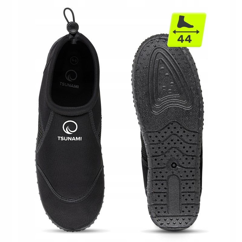 Взуття для пляжу (аквашузи) TSUNAMI Slip-On для плавання та водних видів спорту Size 44 Black (P-5905973406338)