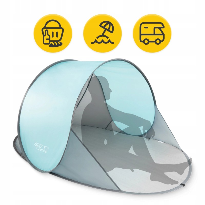Намет пляжний 4FIZJO Pop-Up 195 x 120 см саморозкладний Grey/Mint (P-5905973401432)