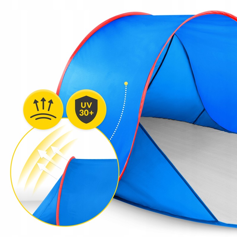 Намет пляжний 4FIZJO Pop-Up 195 x 120 см саморозкладний Blue/Red (P-5905973405164)