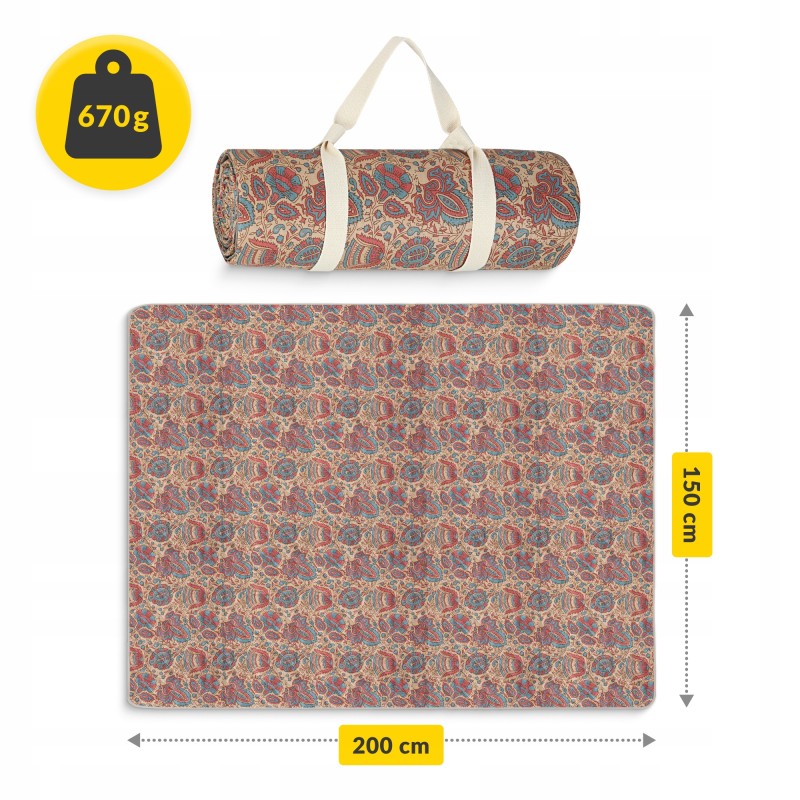 Килимок для пікніка та кемпінгу 4FIZJO 200 x 150 см складний (P-5905973405720)