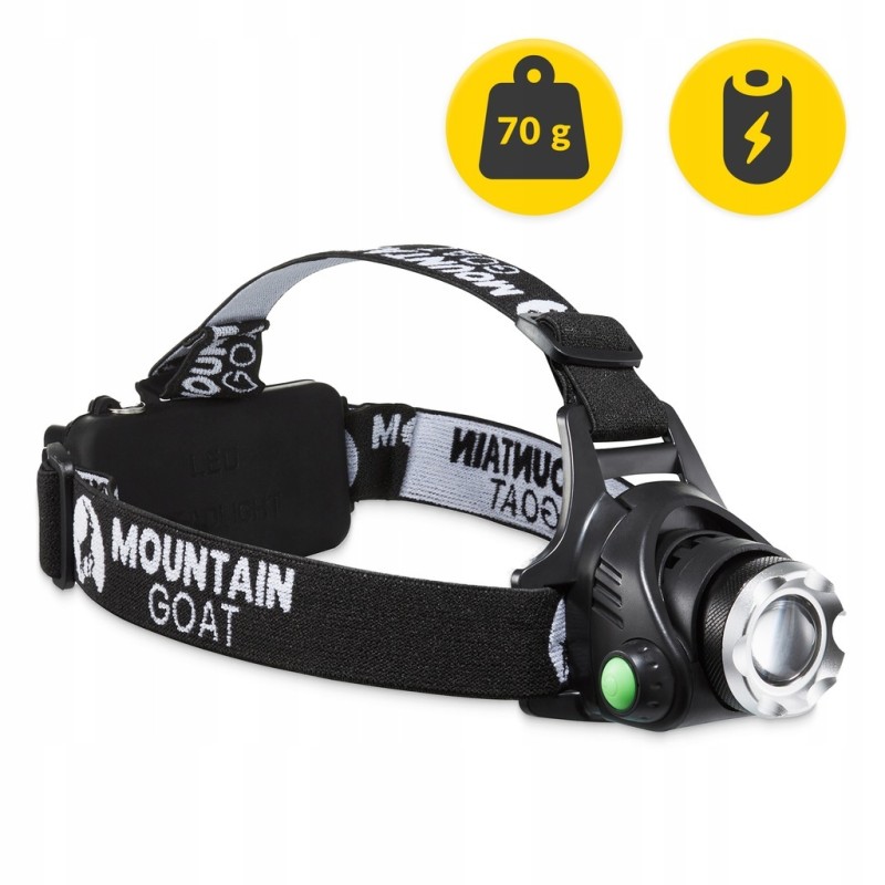 Ліхтар налобний Mountain Goat LED 350 lm акумуляторний, заднє червоне світло Black (P-5907739318336)