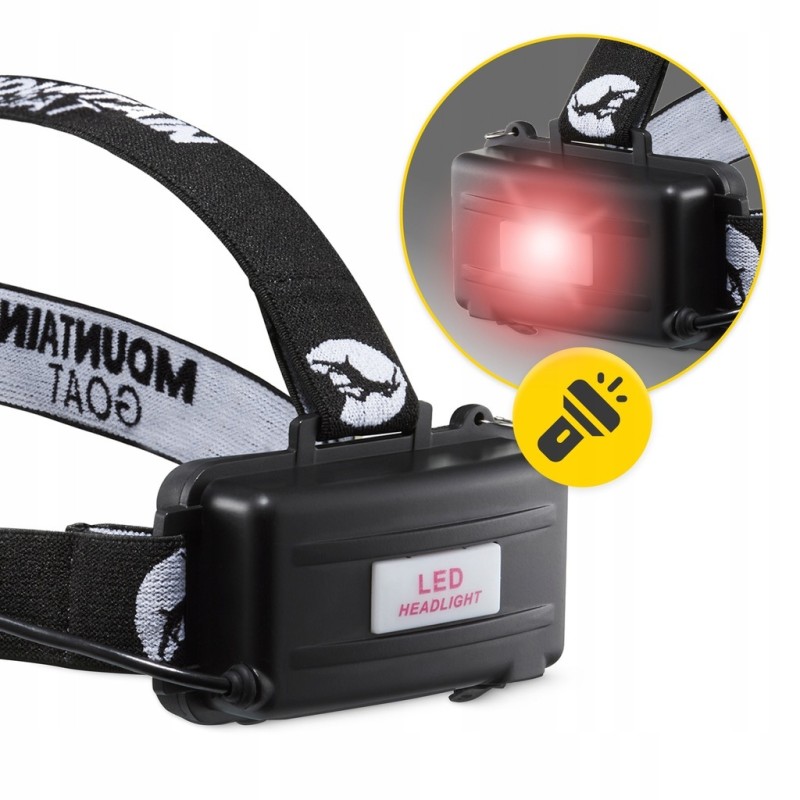 Ліхтар налобний Mountain Goat LED 350 lm акумуляторний, заднє червоне світло Black (P-5907739318336)