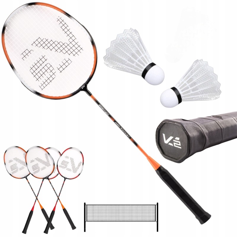 Набір для бадмінтону SportVida Pro 4 шт ракетки + 2 шт волани + сітка SV-SE0003