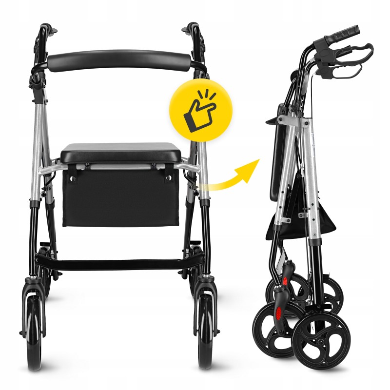 Роллер для ходьби 4FIZJO складний, зі сумкою Black/Silver (P-5905973406918)