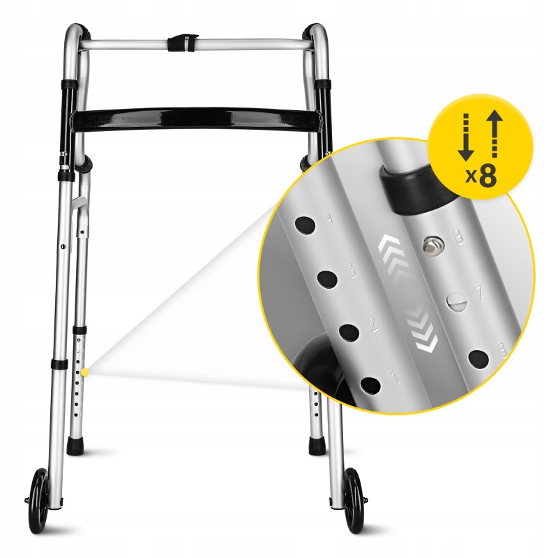 Реабілітаційні ходунки 4FIZJO регульовані, з коліщатами Silver/Black (P-5905973406468)