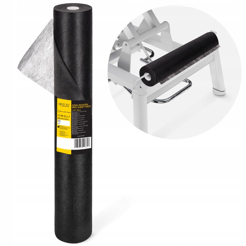 Простирадло одноразове 4FIZJO 50 м x 60 см в рулоні 18 г/м² Black (P-5905973406826)