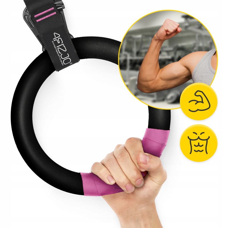 Гімнастичні кільця 4FIZJO з ABS пластику, регульовані Black/Pink (P-5905973406116)