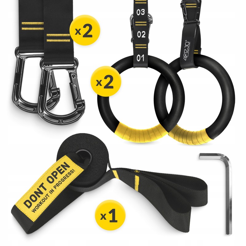 Гімнастичні кільця 4FIZJO з ABS пластику, регульовані Black/Yellow (P-5905973406109)
