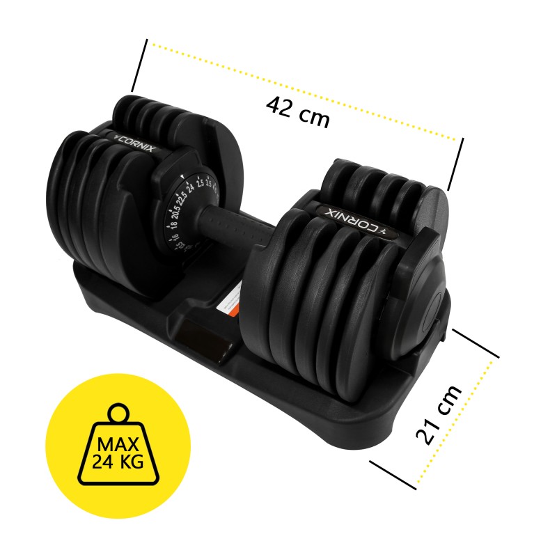Гантеля з регульованою вагою Cornix 2.5-24 кг XR-0405 Black