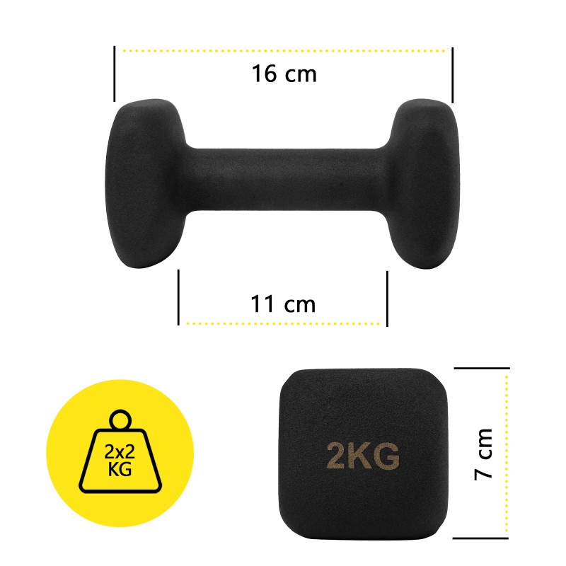 Гантелі вінілові Cornix Square 2 x 2 кг XR-0407 Black