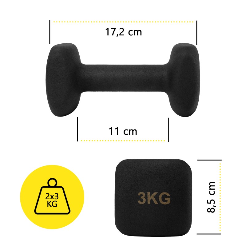 Гантелі вінілові Cornix Square 2 x 3 кг XR-0408 Black