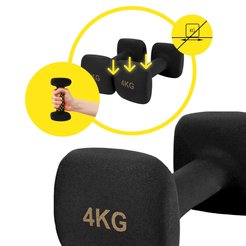Гантелі вінілові Cornix Square 2 x 4 кг XR-0409 Black