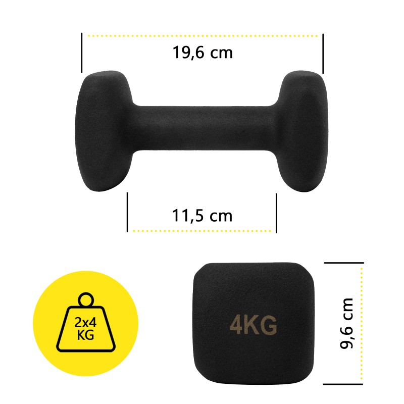 Гантелі вінілові Cornix Square 2 x 4 кг XR-0409 Black