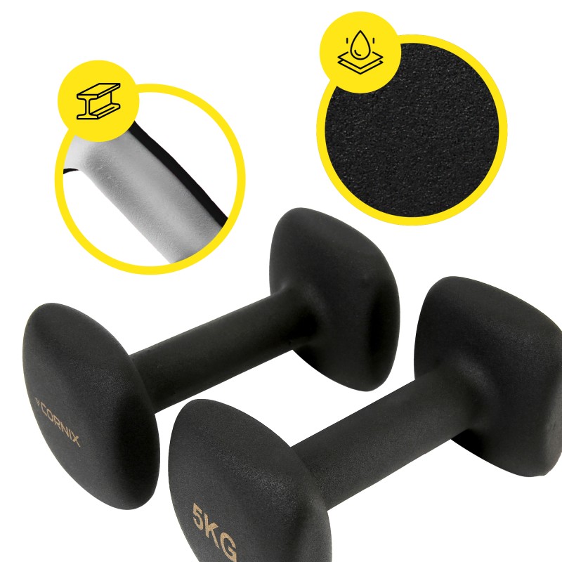 Гантелі вінілові Cornix Square 2 x 5 кг XR-0410 Black