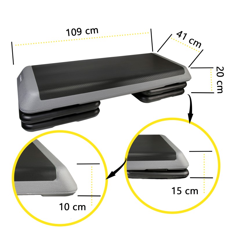 Степ-платформа 3-ступінчаста Cornix Pro 109 х 41 х 10-20 см XR-0403 Black/Grey