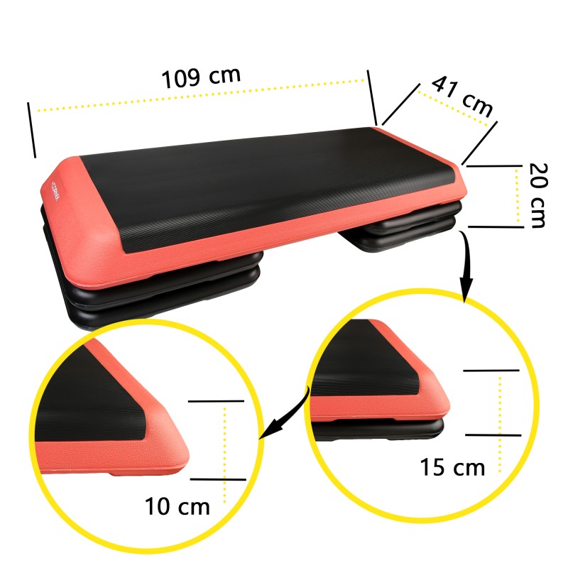 Степ-платформа 3-ступінчаста Cornix Pro 109 х 41 х 10-20 см XR-0404 Black/Red