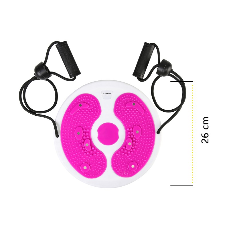 Диск здоров'я для талії Cornix Twisting Waist Disc з еспандерами XR-0447 White/Pink