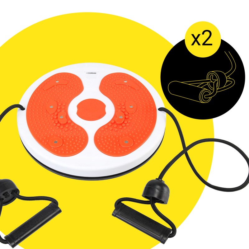 Диск здоров'я для талії Cornix Twisting Waist Disc з еспандерами XR-0452 White/Orange