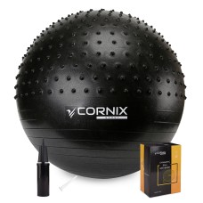 М'яч для фітнесу (фітбол) Cornix 55 см напівмасажний Anti-Burst XR-0458 Black