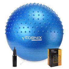 М'яч для фітнесу (фітбол) Cornix 55 см напівмасажний Anti-Burst XR-0459 Blue