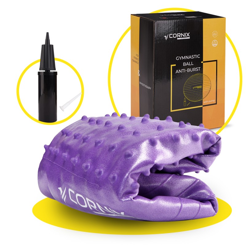 М'яч для фітнесу (фітбол) Cornix 55 см напівмасажний Anti-Burst XR-0460 Violet