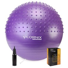 М'яч для фітнесу (фітбол) Cornix 55 см напівмасажний Anti-Burst XR-0460 Violet