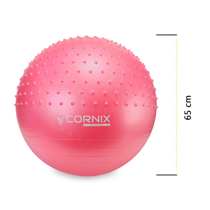 М'яч для фітнесу (фітбол) Cornix 65 см напівмасажний Anti-Burst XR-0477 Pink