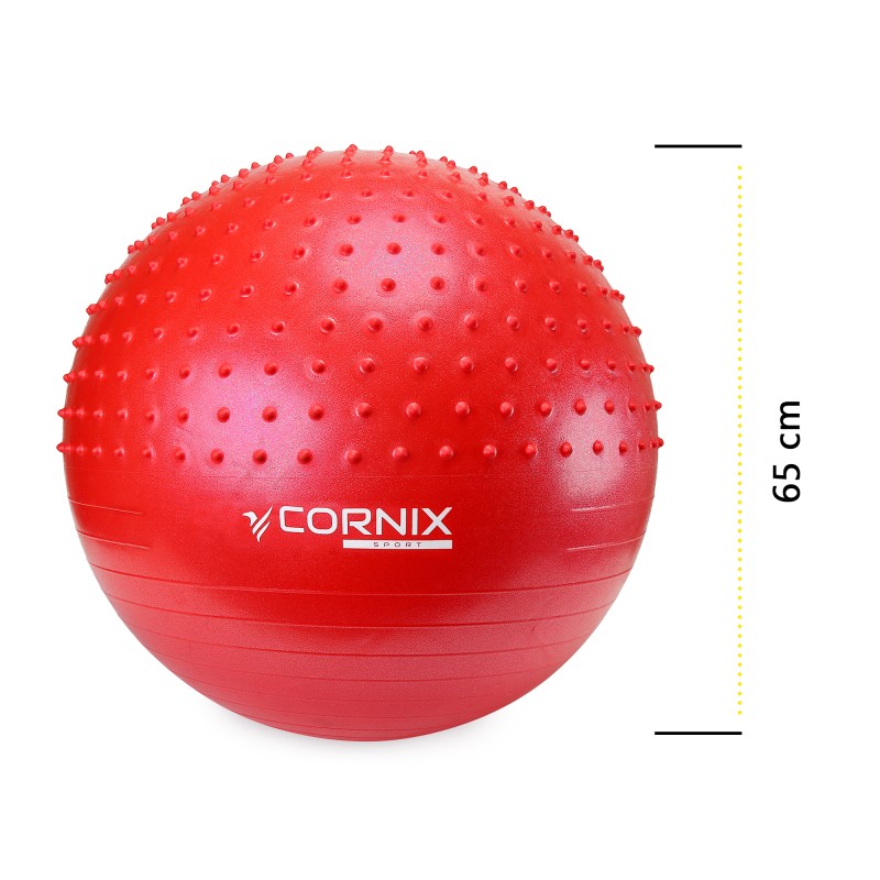 М'яч для фітнесу (фітбол) Cornix 65 см напівмасажний Anti-Burst XR-0478 Red