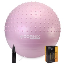 М'яч для фітнесу (фітбол) Cornix 55 см напівмасажний Anti-Burst XR-0465 Light Pink