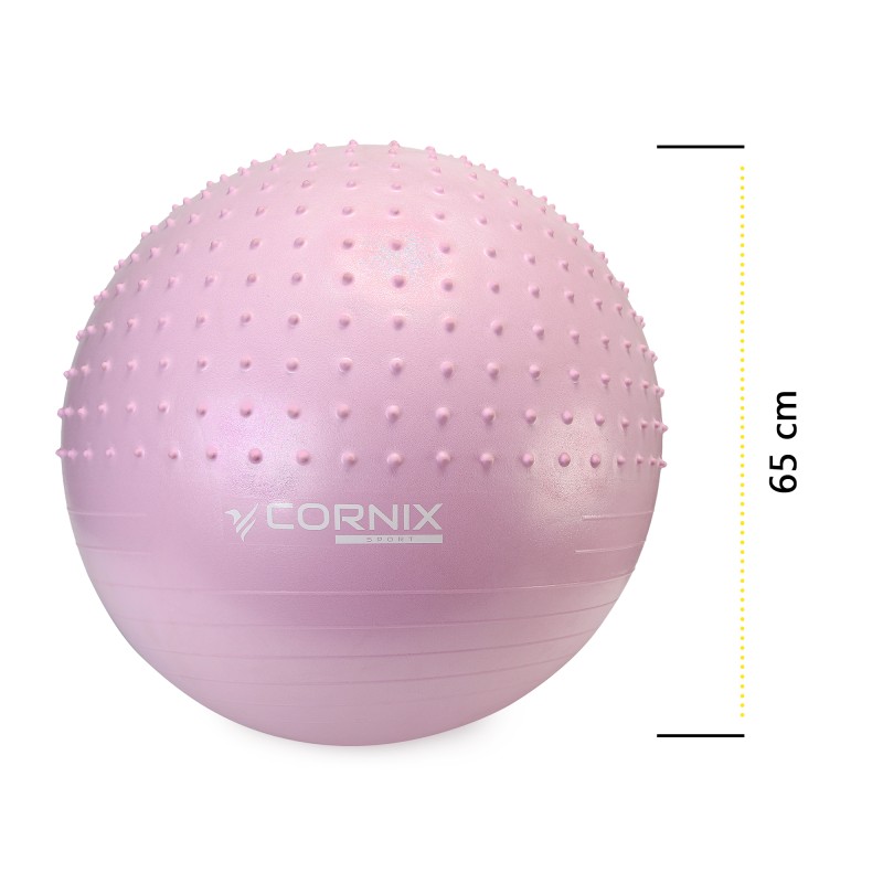 М'яч для фітнесу (фітбол) Cornix 65 см напівмасажний Anti-Burst XR-0481 Light Pink