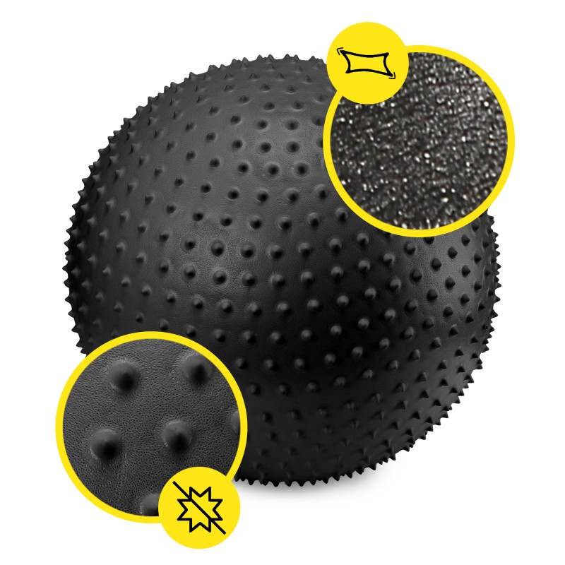 М'яч для фітнесу (фітбол) Cornix 65 см масажний Anti-Burst XR-0482 Black