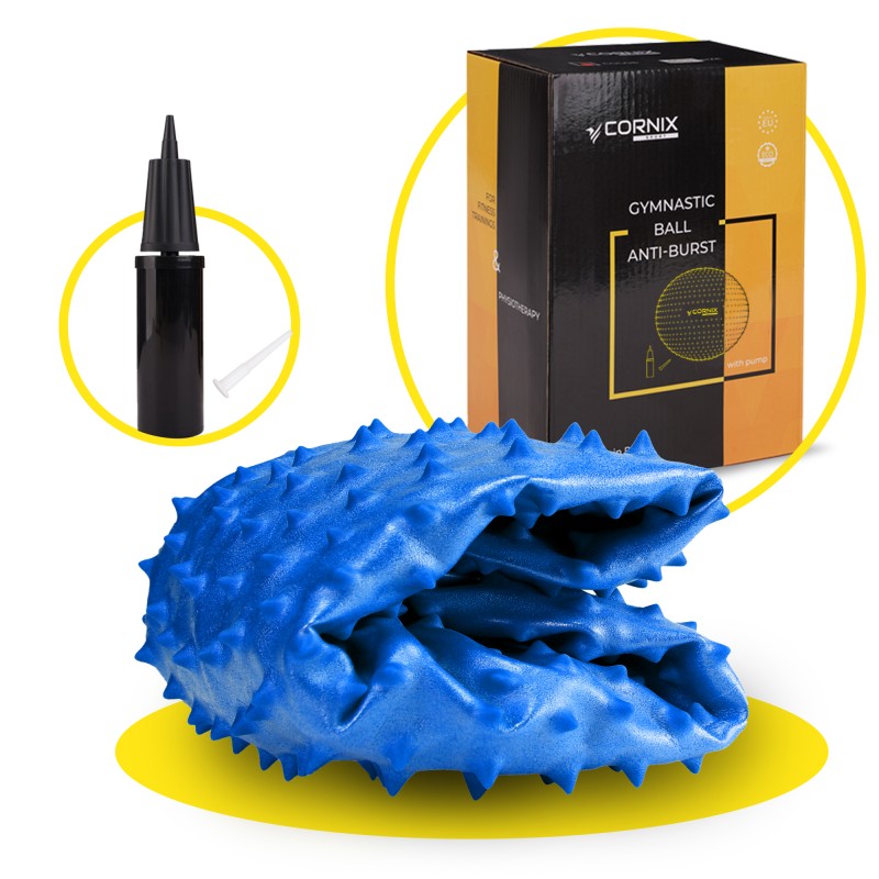 М'яч для фітнесу (фітбол) Cornix 55 см масажний Anti-Burst XR-0467 Blue