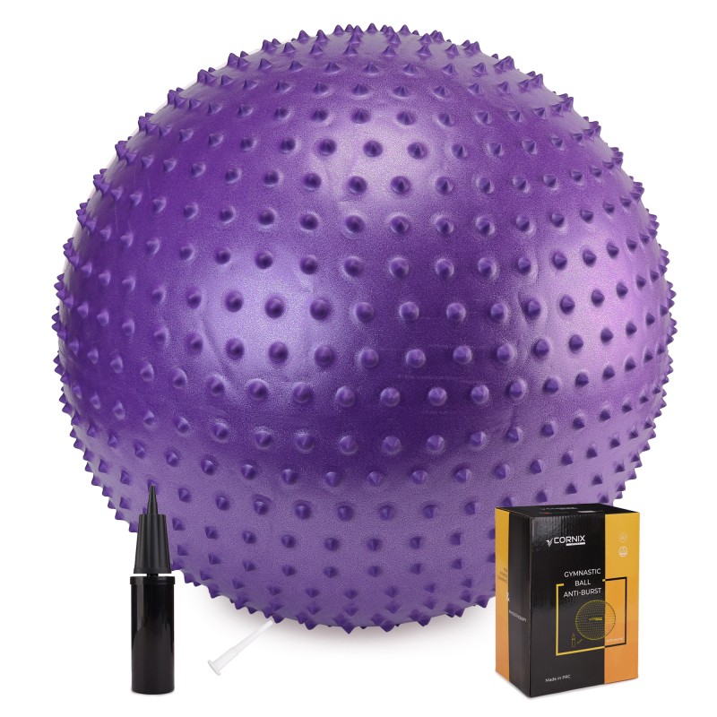 М'яч для фітнесу (фітбол) Cornix 65 см масажний Anti-Burst XR-0484 Violet